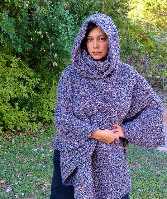 Cowl Hooded Capelet Poncho by Celina Lane