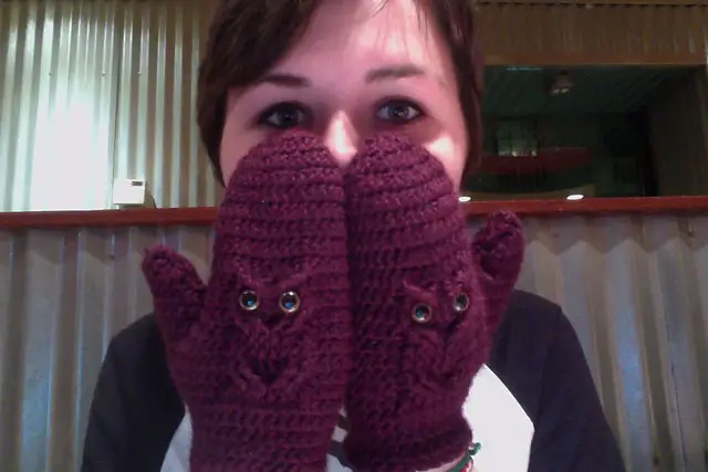 Hooked On Owls - Fingerless gloves and mittens by Jessica Spencer
