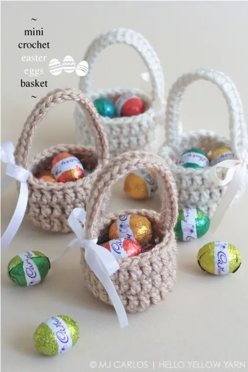 [Free Pattern] These Adorable Mini Easter Eggs Baskets Are Great Gifts To Surprise The Little Ones