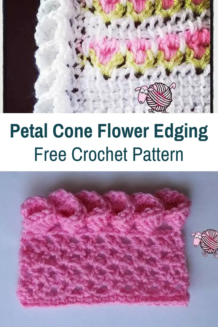 Petal Cone Flower Edging Free Crochet Pattern & Video Tutorial
