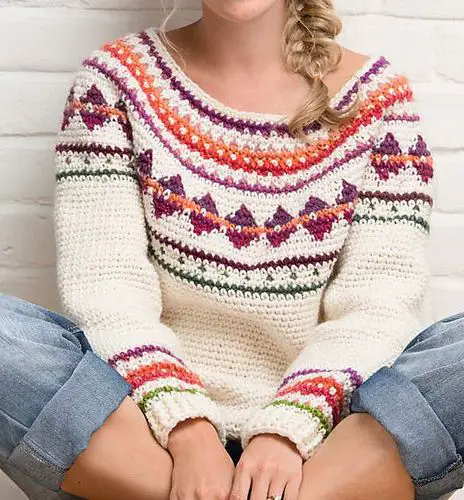 Delightful Colorful Crochet Sweater- Great For Cold Days
