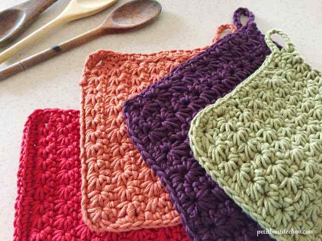 [Free Pattern] Colorful Crochet Star Stitch Potholders To Decorate Your Kitchen Any Season