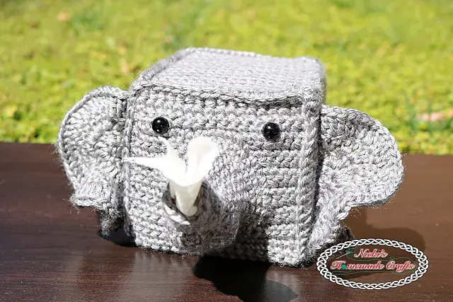 [Free Pattern] Adorable Elephant Tissue Box Cover To Add A Touch Of Glitz To Your Home