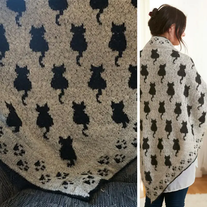 The Perfect Free Shawl Knitting Pattern For The Cat Lover's Wardrobe