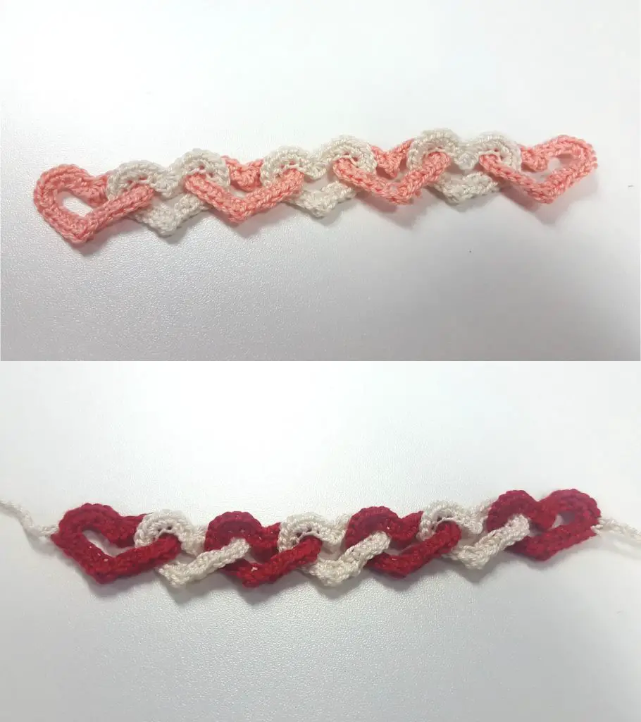 crochet heart bracelet pattern