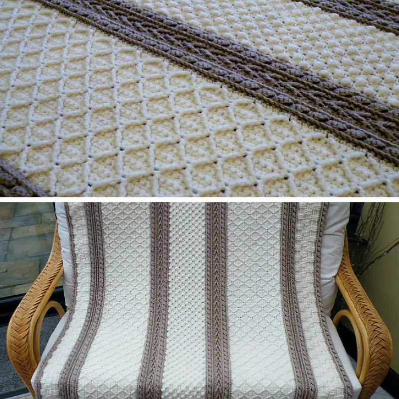 [Free Pattern] Spectacular Basketweave Diamond Throw With Matching Pillow To Add Textural Interest To Your Surroundings