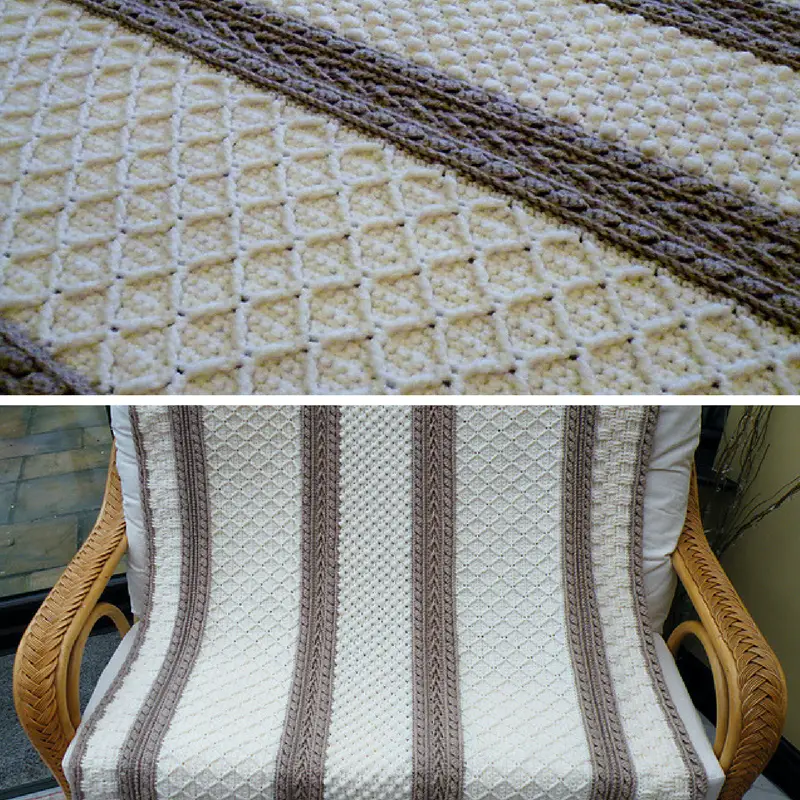 [Free Pattern] Spectacular Basketweave Diamond Throw With Matching