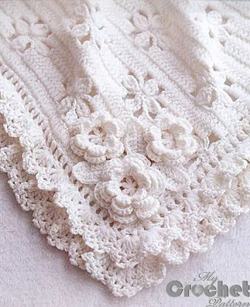 Darling Baby Blanket With Roses Free Crochet Pattern [Video Tutorial+ Free Pattern]