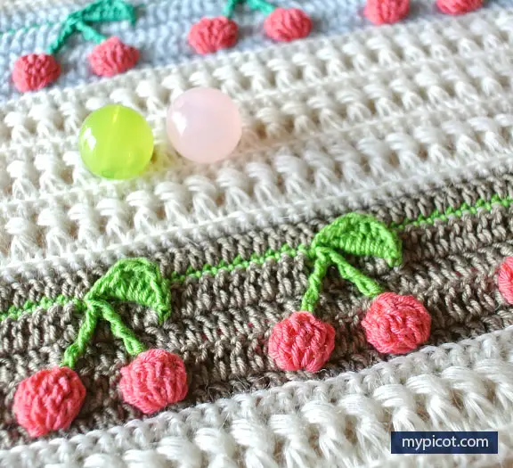Learn A New Crochet Stitch: Cherries And Flowers