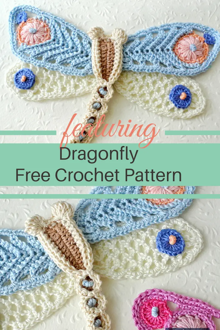 Delightful Crochet Dragonfly Applique Free Pattern