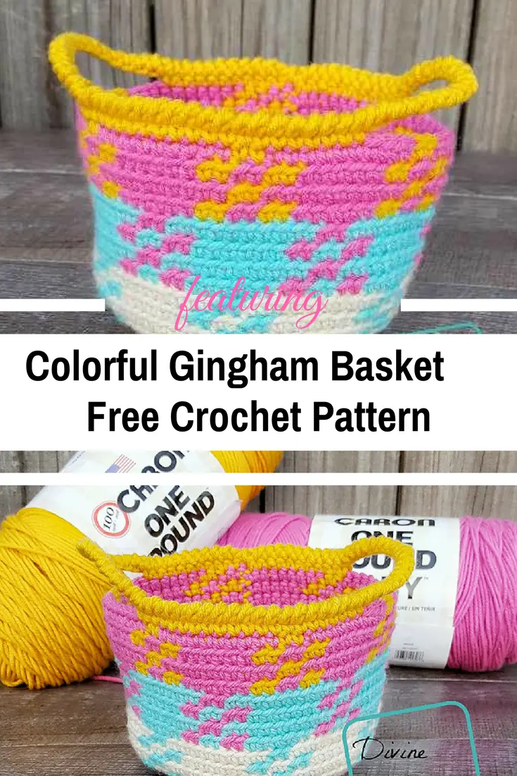 Colorful Crochet Gingham Basket