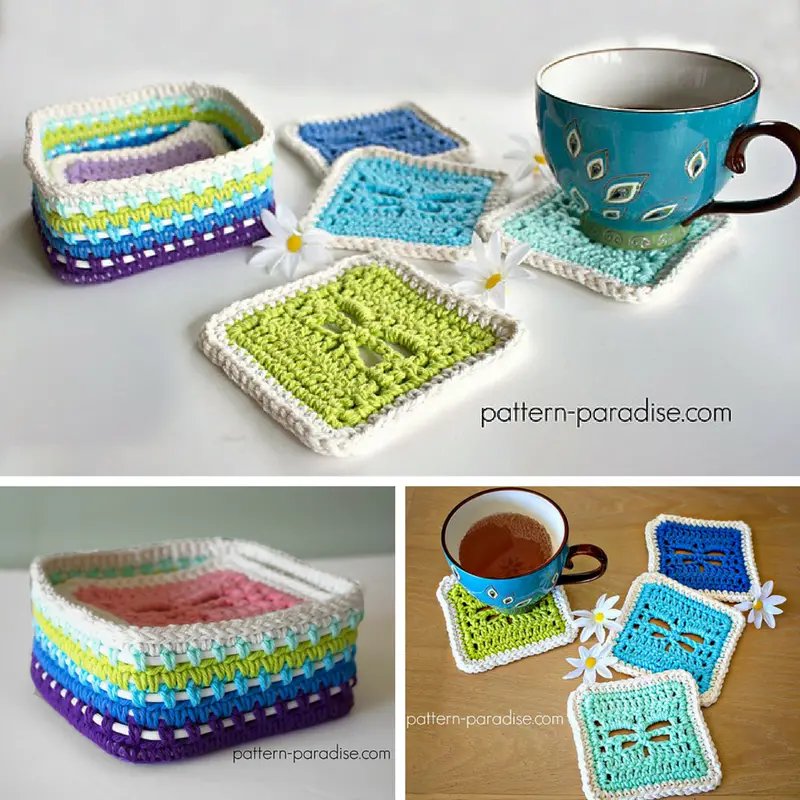 Dragonfly Coasters And Coasters Basket-Free Crochet Pattern