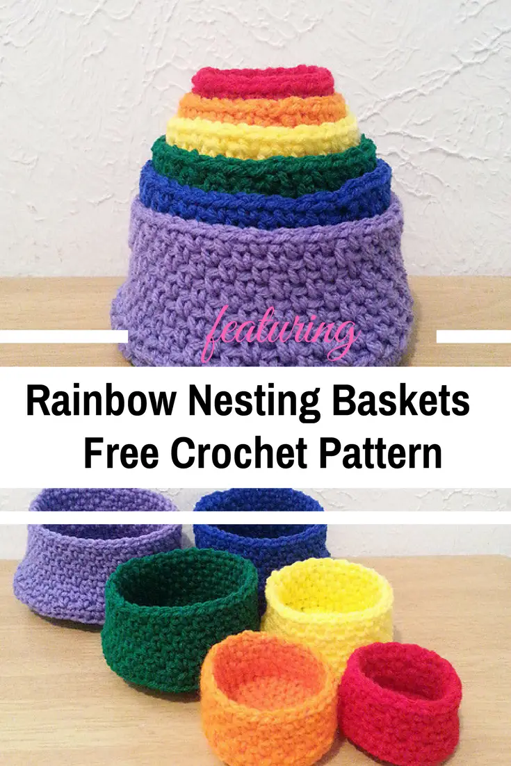 Set Of Six Rainbow Nesting Baskets Different Sizes Free Crochet Patterns 