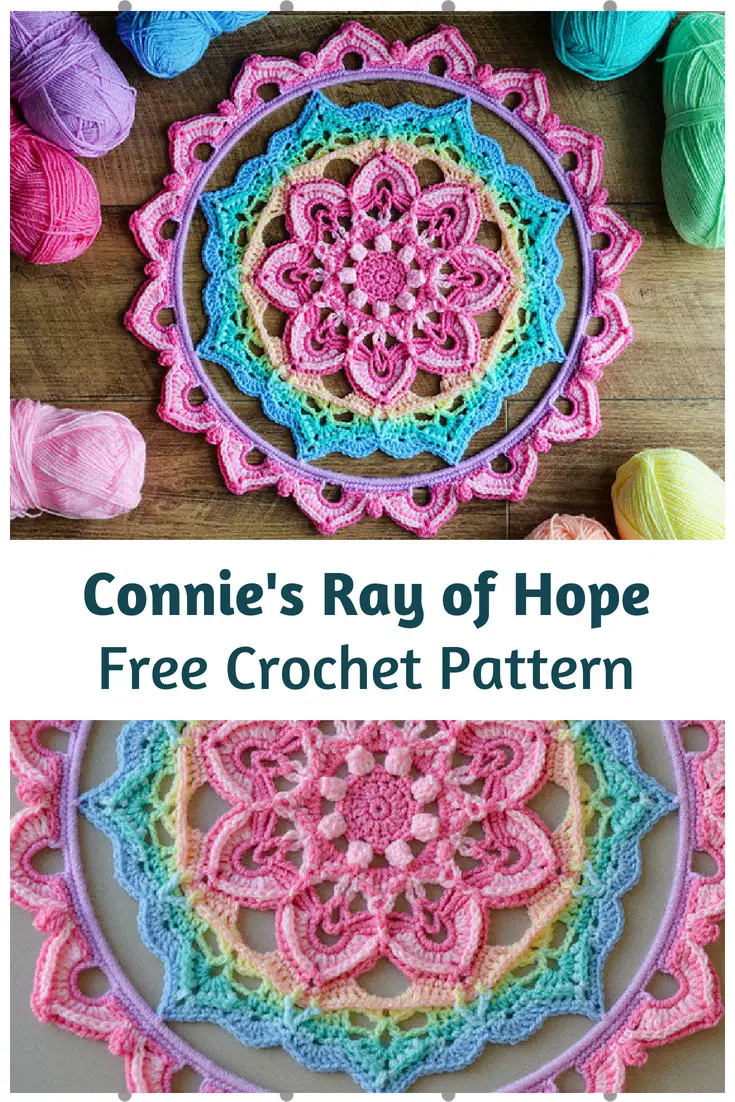 Connie's Ray of Hope Is An Amazing Crochet Mandala Wall Hanging Free Pattern