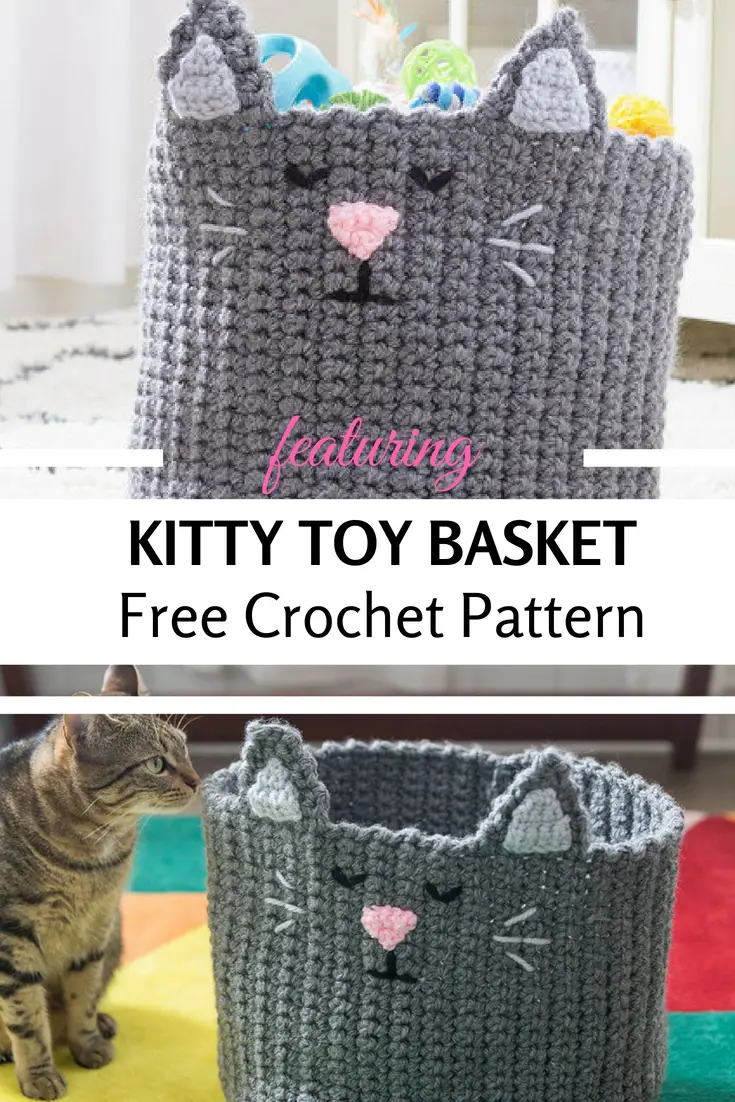 This Cute Kitty Crochet Basket For Toys Will Delight Your Little Ones