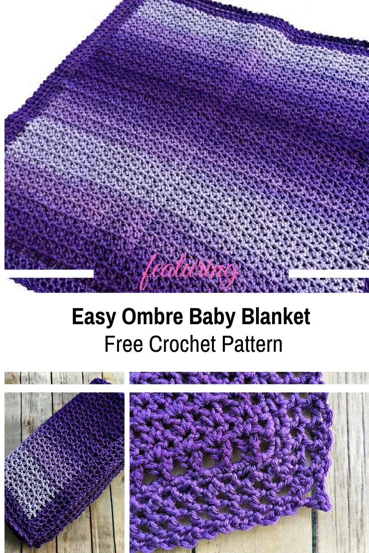 [Free Pattern] 2 Skeins Easy Ombre Baby Blanket You Can Work On While Watching TV Or Riding In The Car