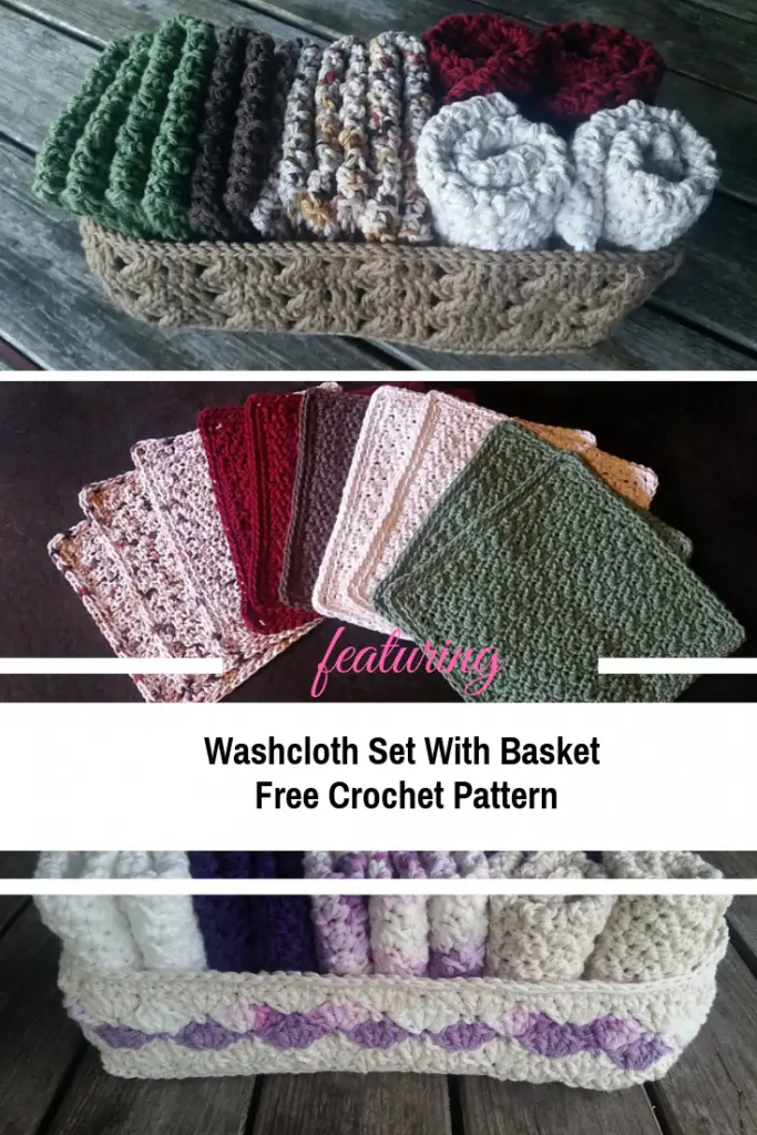 [Free Pattern] Very Simple Washcloth Set With Basket Crochet Pattern