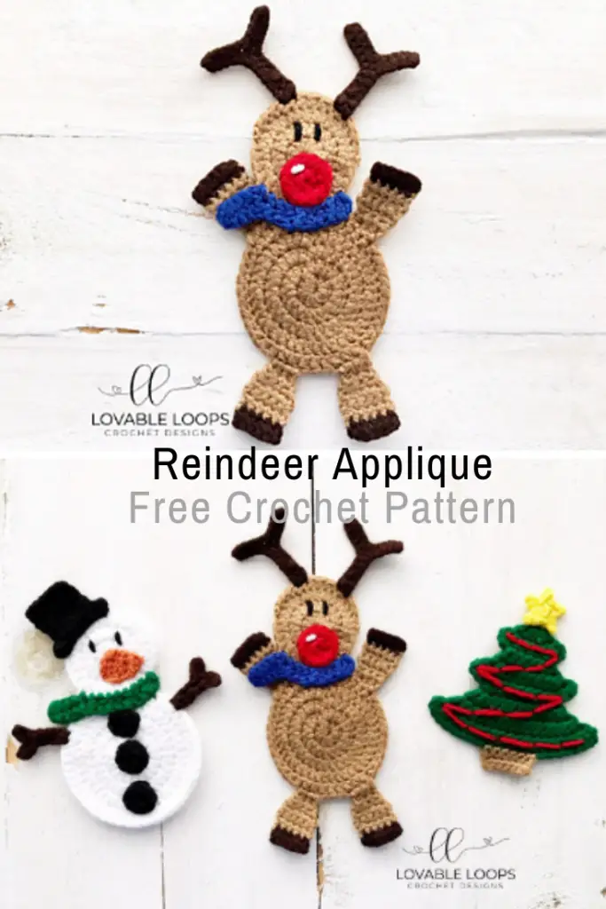 Adorable Crochet Reindeer Applique Pattern