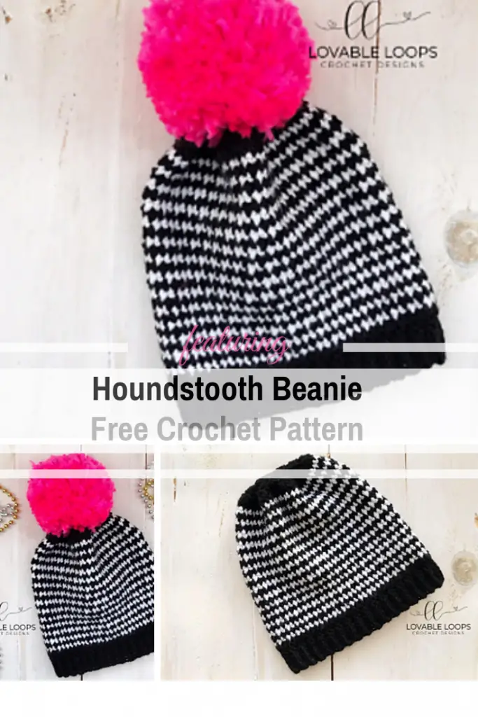 Quick And Easy Houndstooth Beanie Free Crochet Pattern