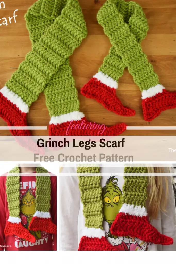 Fun And Fabulous Grinch Legs Scarf Free Crochet Pattern To Help Put You Into The Holiday Mood