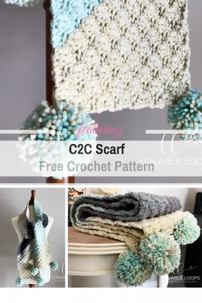 Cozy And Warm C2C Scarf Free Crochet Pattern