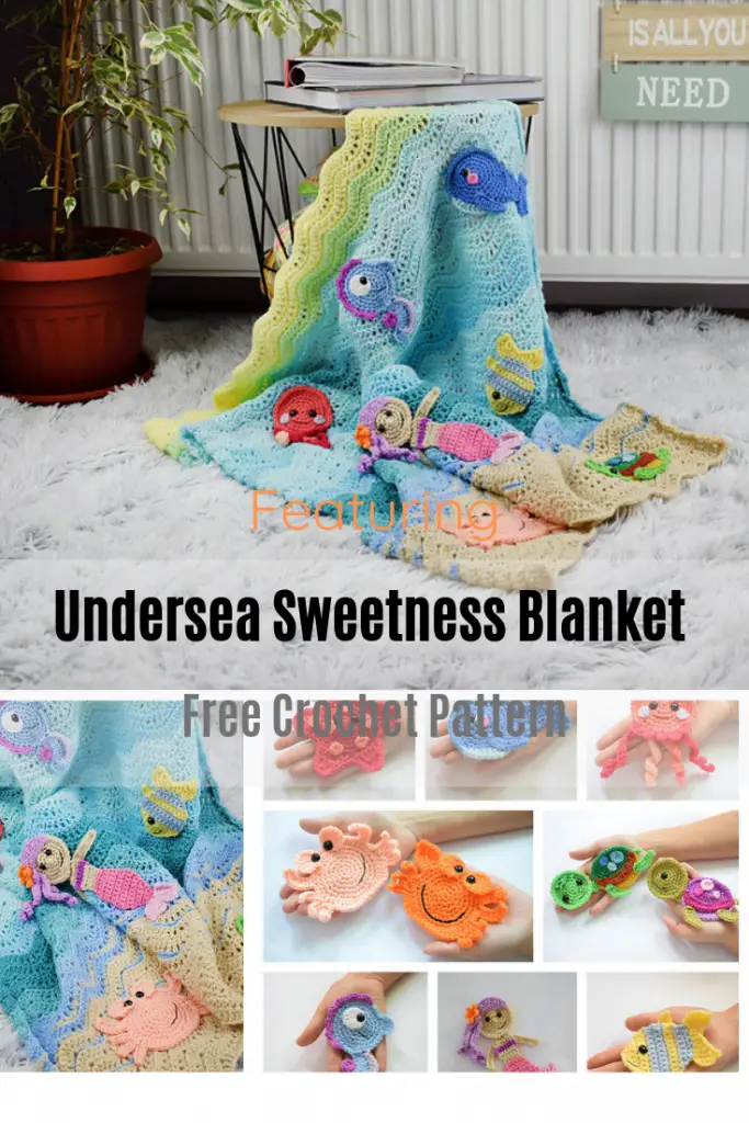 Easy But Stunning Baby Blanket With Crochet Sea Creatures Appliques