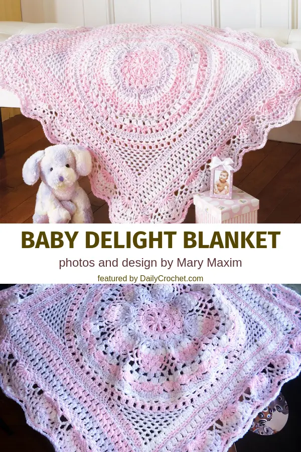 Flower Circle In The Square Lacy Baby Blanket Crochet Pattern Daily