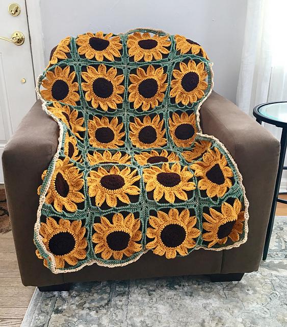 Sunflower Square Blanket Crochet Pattern