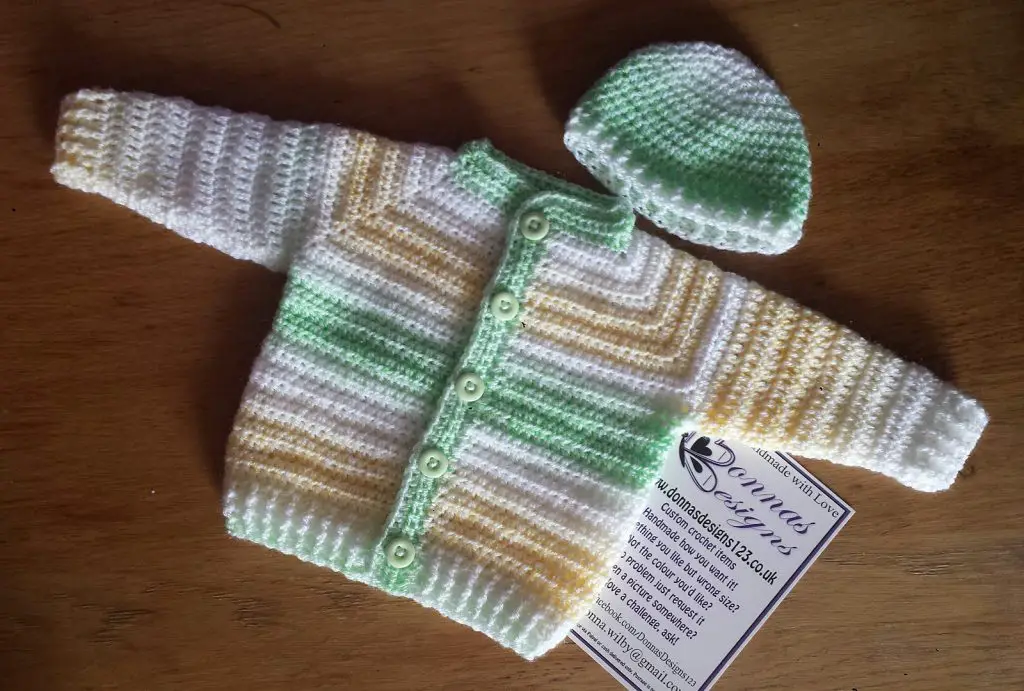  Easy Top Down Crochet Baby Sweater Set Pattern