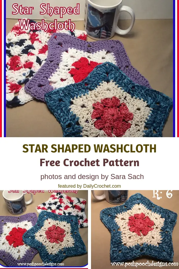 Best Crochet Star Dishcloth Free Pattern To Help Clean Your Kitchen