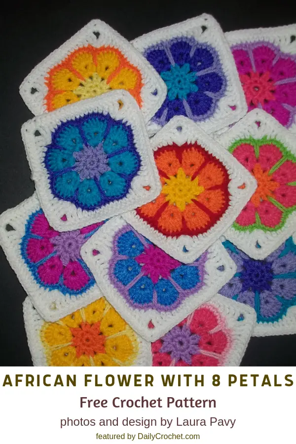 8 Petal African Flower Pattern Is Fun And A Great Granny Square Introduction