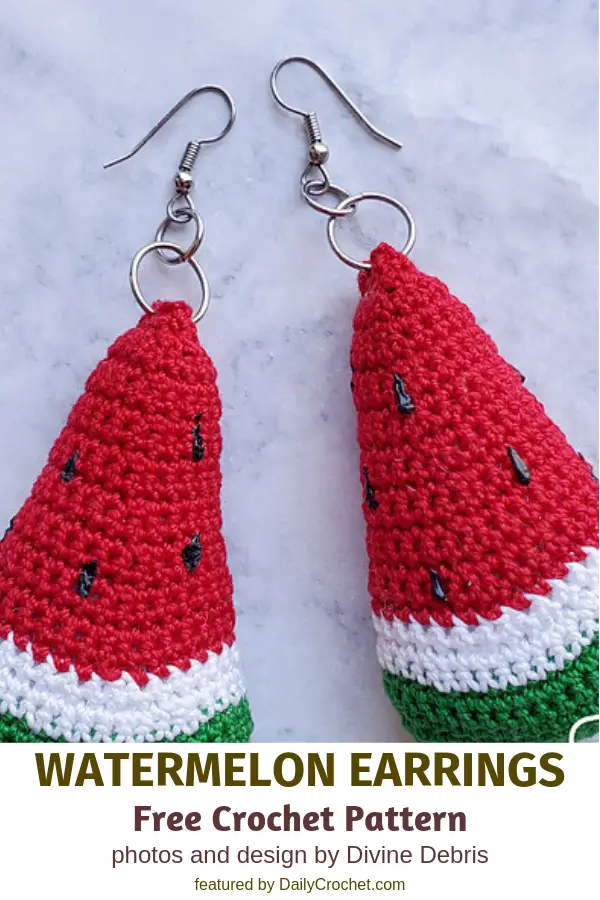 Crochet Watermelon Earrings For Summer Fun