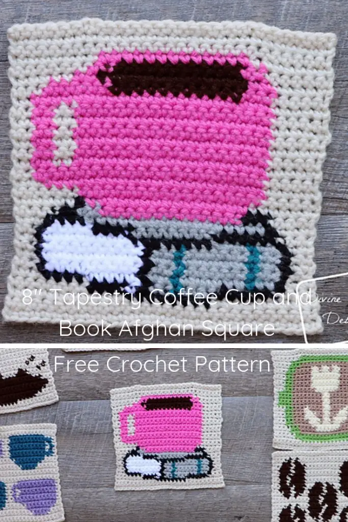 Tapestry Crochet Square For Your Coffee Themed Afghan - Knit And Crochet Daily #tapestry #tapestrycrochetsquare #freecrochetpatterns #dailycrochet