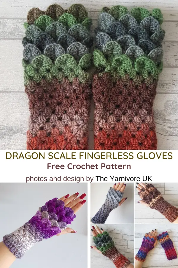 Dragon Scale Fingerless Gloves Free Crochet Pattern 