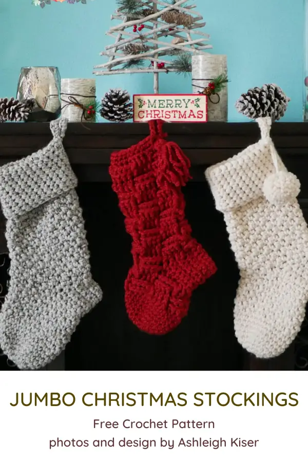 Jumbo Crochet Christmas Stocking- 12 Jolly Crochet Christmas Stockings