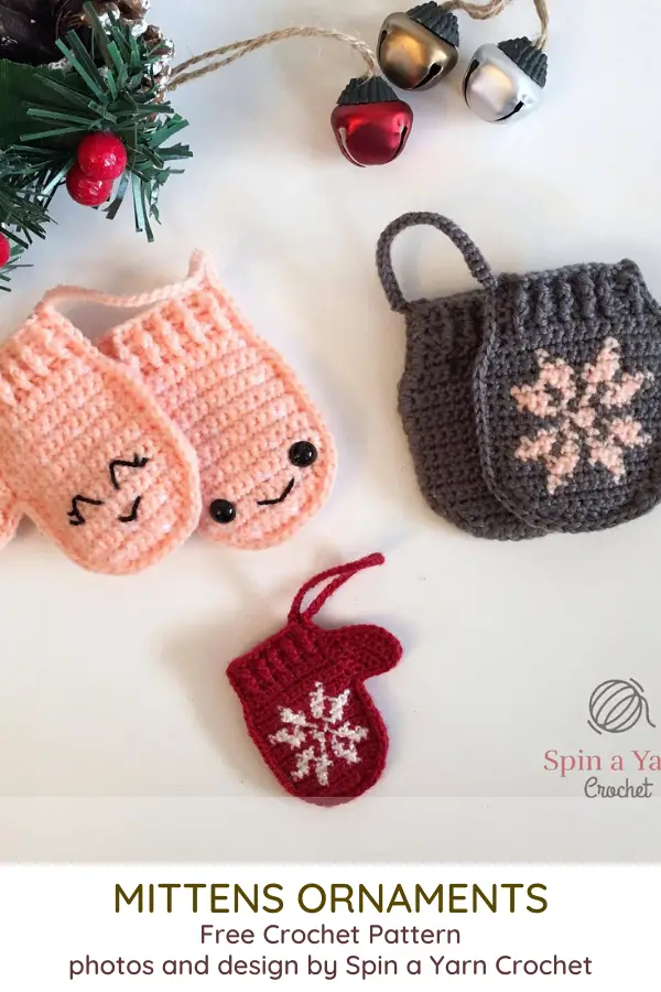 Mitten Christmas Ornaments- 12 Crochet Christmas Ornaments to Make Your Christmas Fun