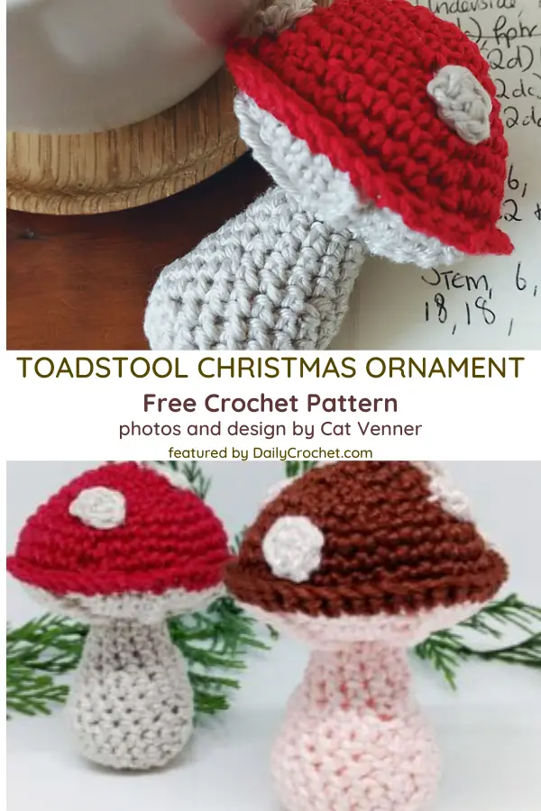 Toadstool Christmas Ornament Free Crochet Pattern