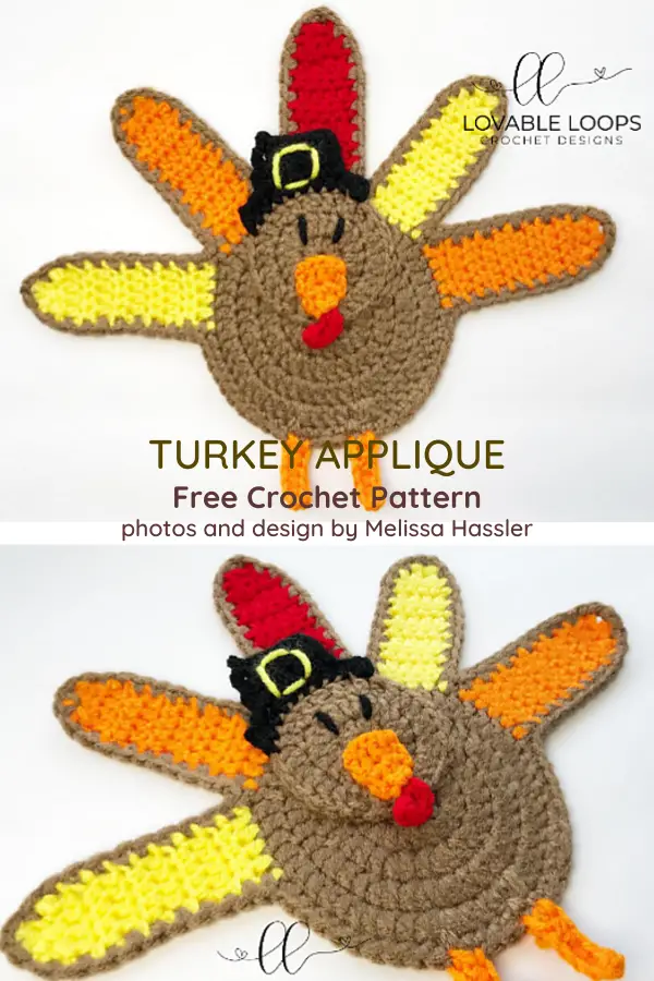 Thanksgiving Turkey Applique Free Crochet Pattern