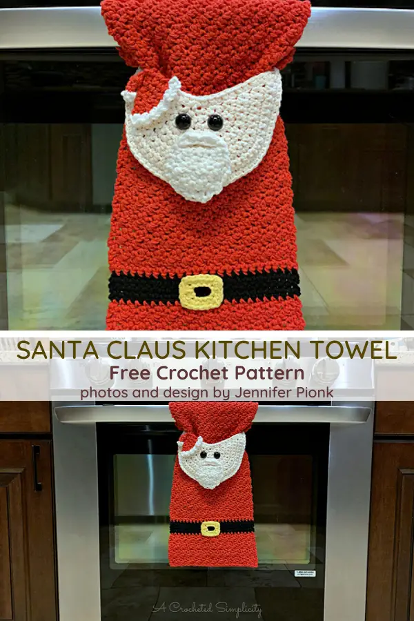 Santa Claus Crochet Christmas Kitchen Towel