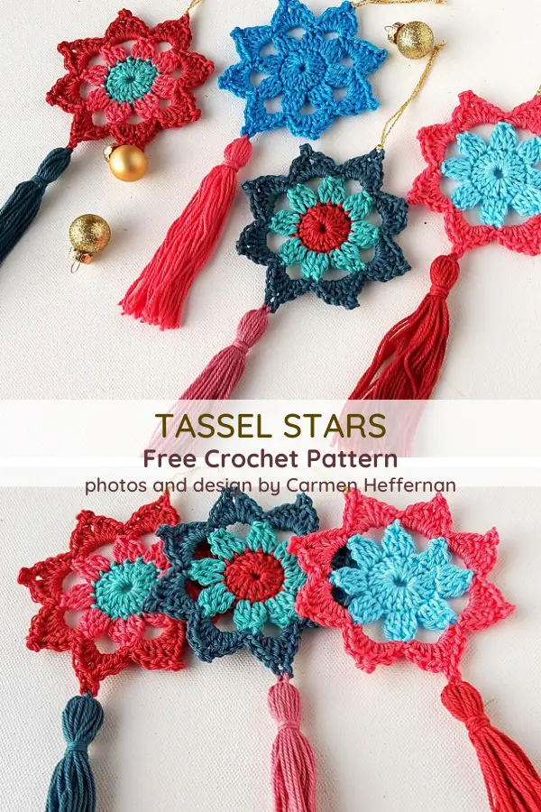 15 Minute Tassel Christmas Stars- Free Crochet Pattern