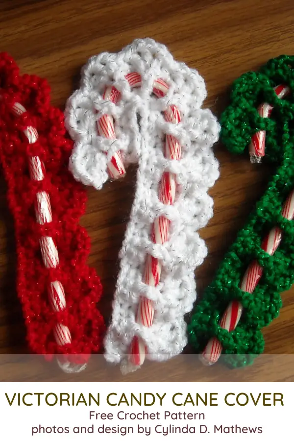 Free Victorian Crochet Ornaments- Victorian Candy Cane Cover