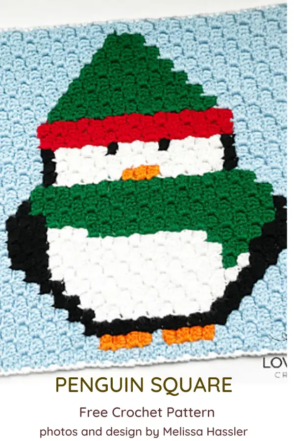 Crochet Corner To Corner Square Featuring A Cute Penguin