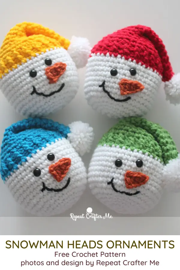 Crochet Snowman Heads Ornament- 12 Crochet Christmas Ornaments to Make Your Christmas Fun