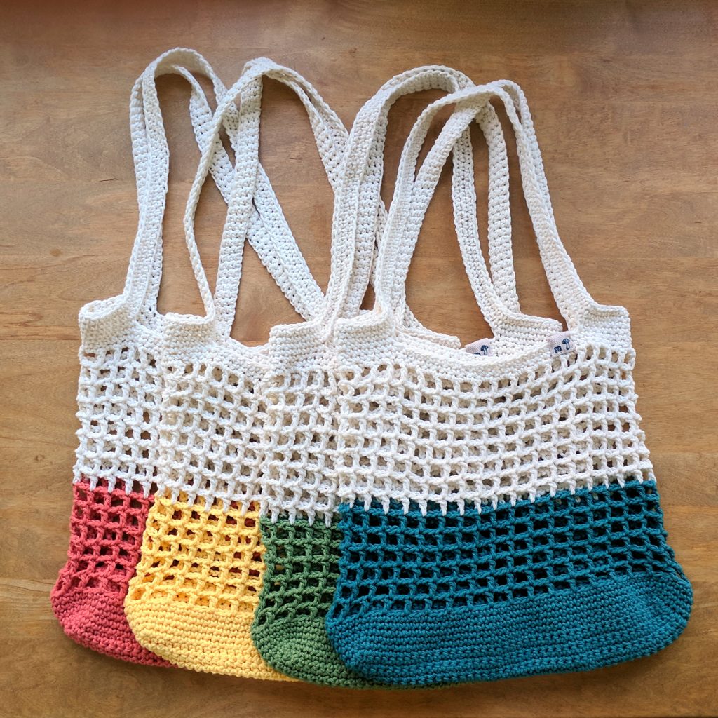 Color Block Crochet Grocery Bag