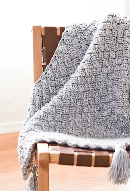 Stunning Diagonal Basket Weave Blanket Free Crochet Pattern