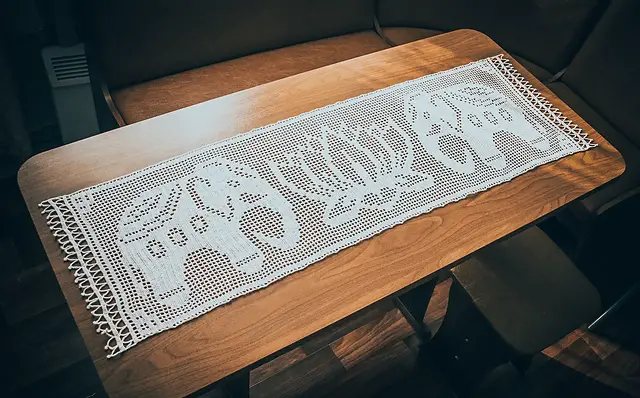 Crochet Tablecloth With Indian Elephants Design