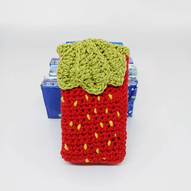 Strawberry Pocket Tissue Holder Free Crochet Pattern