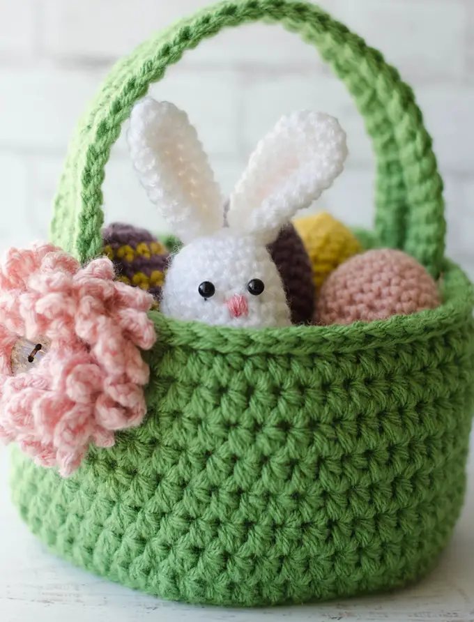 Crochet Easter Basket Free Pattern + Crochet Easter Eggs Pattern + Crochet Easter Egg Bunny Pattern