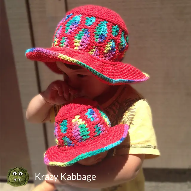 Free Crochet Sun Hat Pattern For Babies, Children, Adults And Dolls