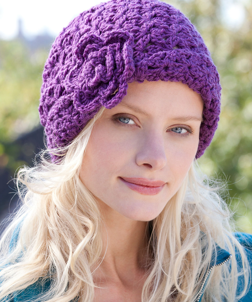 Crochet Hat With Flower On Side Pattern